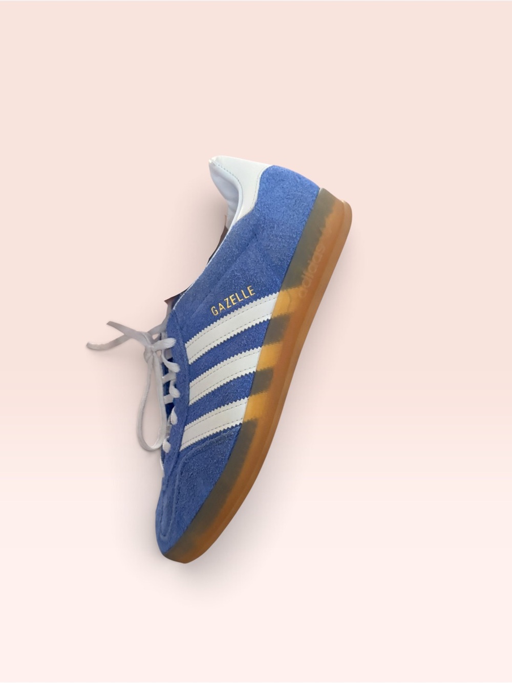 adidas Gazelle Blue Suede Sneakers with White Stripes and Gum Sole sz 8
